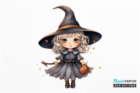 Watercolor Witch Sublimation Clipart Png Graphic By Regulrcrative