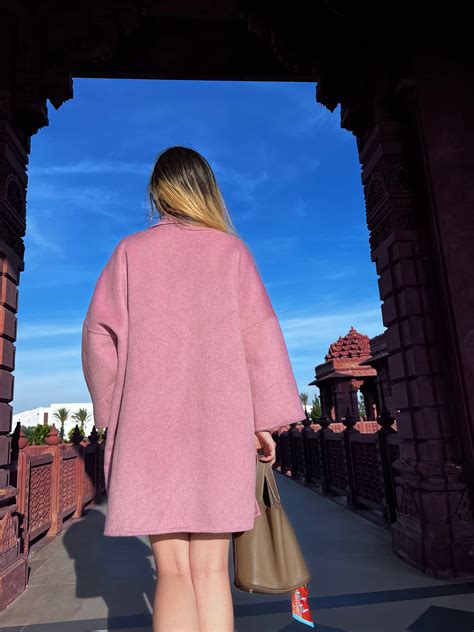 Pink Oversized Wool Coat With Pockets Pure Handmade Wool Etsy