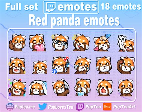 X Cute Red Panda Emotes Pack For Twitch Youtube And Discord Etsy