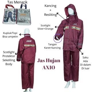 Jual Jas Hujan Axio Original Mantel Mantol Hujan Jaket Celana