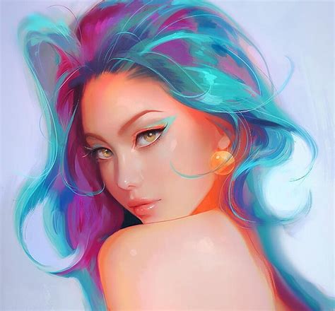 Girl Art Rossdraws Blue Fantasy Face Earring Hd Wallpaper Peakpx