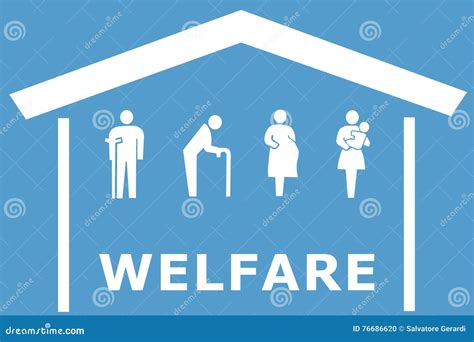 Welfare Concept On Blue Background Stock Illustration Illustration Of