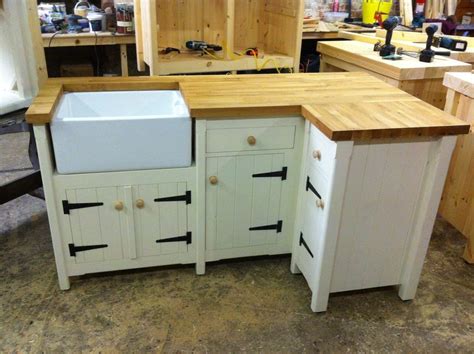 HANDMADE FREESTANDING BUTLER BELFAST KITCHEN SINK CORNER UNIT SOLID OAK