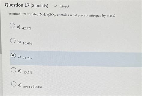 Solved Question Points Saved Ammonium Sulfate Nh So