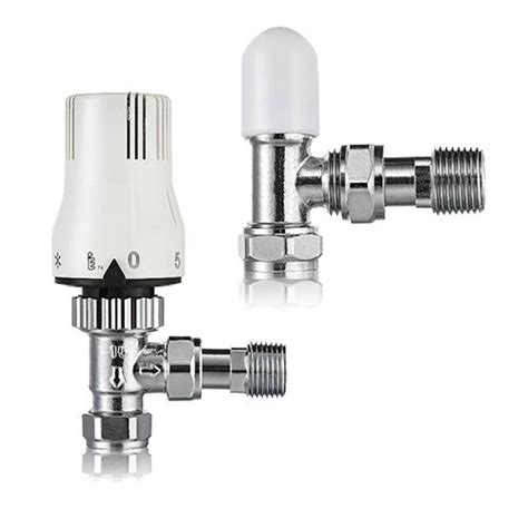 Buy Thermostatic Radiator Valve Trv And Lockshield Pack Angled Pair At Plumb Universe Plumbing