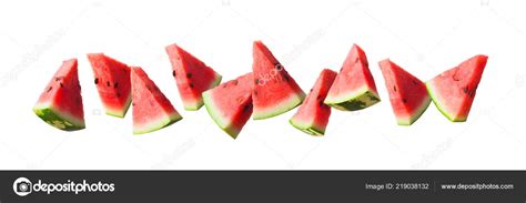 Watermelon Slices Isolated White Background — Stock Photo © urfingus #219038132