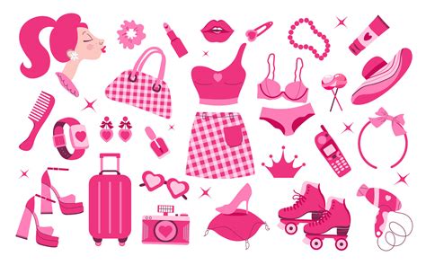 Big Set Of Glamorous Trendy Pink Stickers Nostalgic Barbiecore S