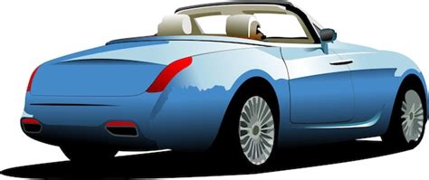 Premium Vector Blue Car Cabriolet On The Road Vector Illustration