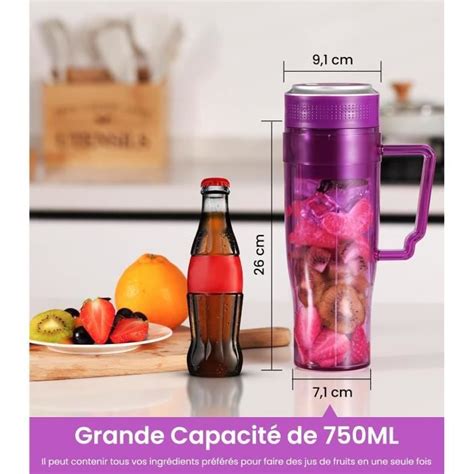 Mélangeur Portable 300W Mixeur Personnel avec 6 Lames Blenders Grande