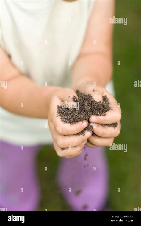 Small Gorl Holding Dirt In Her Hands Stock Photo Alamy