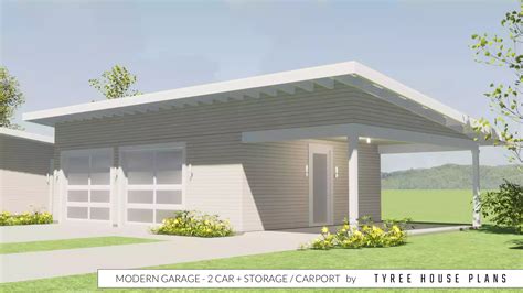 Modern Farm Garage Plan 2 Car Plus Storage And Carport Created By