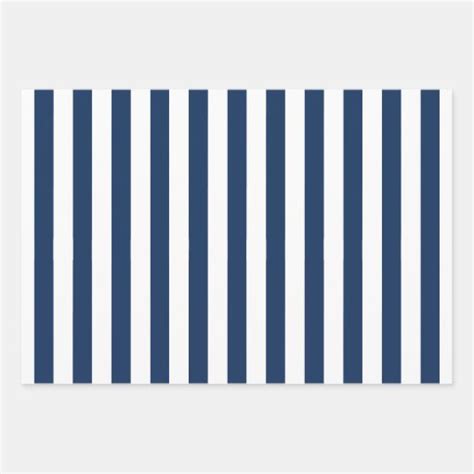 Nautical Navy Blue And White Striped Wrapping Paper Sheets Zazzle