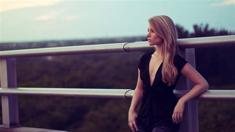 Wallpaper Blonde Girl Metal Fence X Picture Image