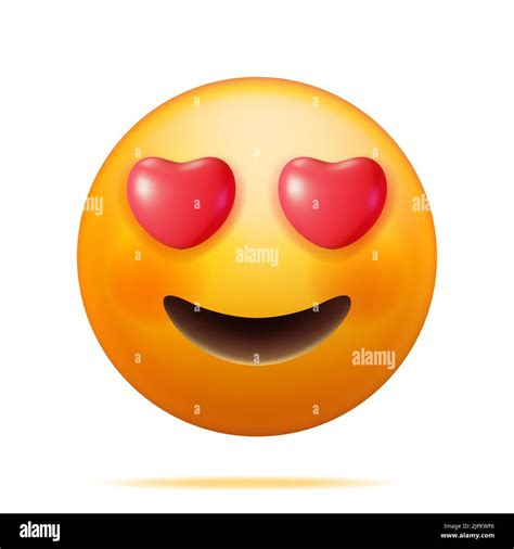 3D Yellow Happy Emoticon With Heart Shaped Eyes Stock Vector Image