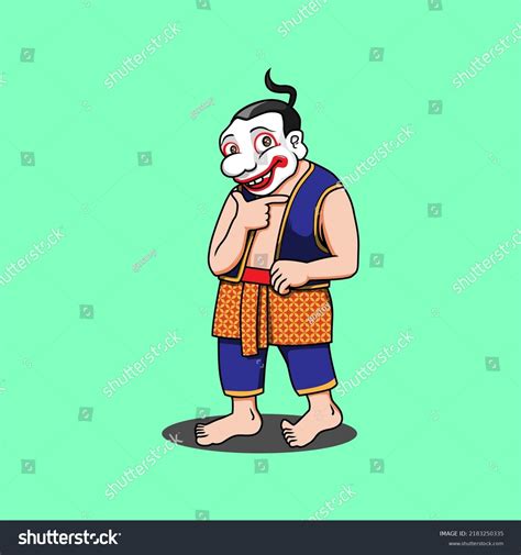 Gareng Punakawan Wayang Kulit Character Cartoon Stock Vector Royalty