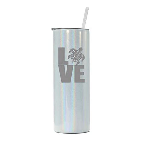 20 Oz Skinny Tall Tumbler Stainless Steel Vacuum Insulated Travel Mug Cup With Straw Love Sea