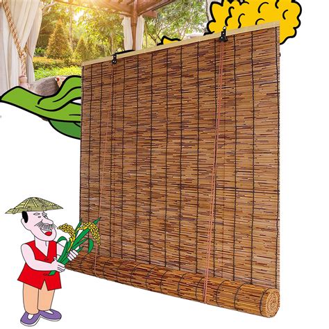 Ocazi Bamboo Blinds 25x43in Reed Shades For Window Patio Shades Roll Up Outdoor