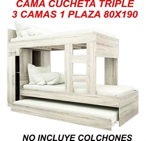 Cama Cucheta Nido Doble Muebles Orlandi Triple Plaza Color Abedul