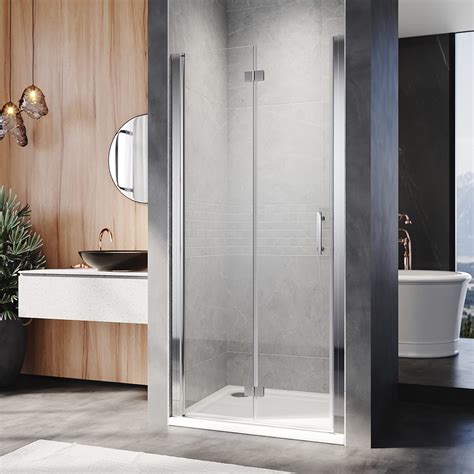 Buy ELEGANT 900mm Bifold Shower Door Glass Shower Enclosure Reversible