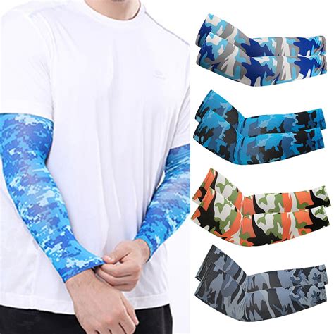 D Groee 2pcs Uv Protection Cooling Arm Sleeves Elastic Anti Slip Polyester Arm Cover For Men