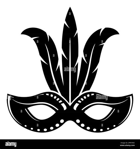 Carnival Mask Black Silhouette Icon Isolated On White Background Mask