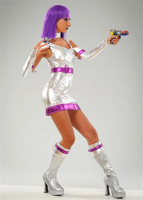 Womens Alien Silver Space Girl Costume