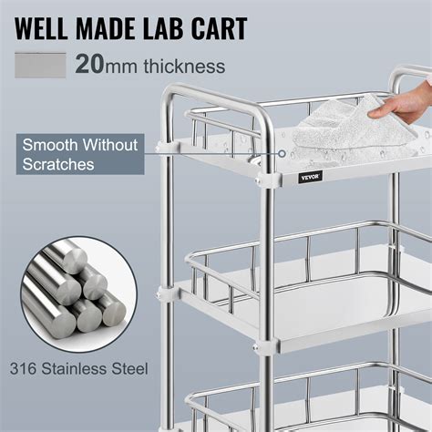 Vevor Chariot De Laboratoire Inox Service Table Tages En Acier