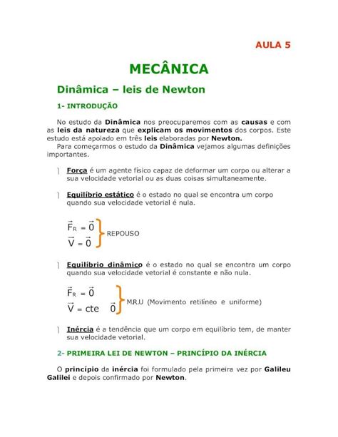 Pdf Aula Mec Ncia Din Mica Leis De Newton Dokumen Tips