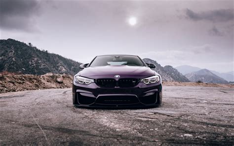 Download Wallpapers Bmw M4 F82 2018 Purple M4 Front View Tuning M4