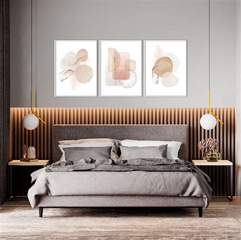 Conjunto Quadros Decorativos Abstrato Aquarela Nude e Rosê