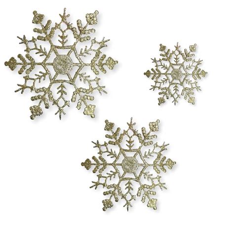 Gold Snowflakes Asst Sized Snowflake Ornaments Each Etsy