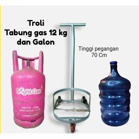 Jual Troli Tabung Gas 12 Kg Dan Galon Roda Besi Stroller Gerobak Dorong Troly Trolly Lori