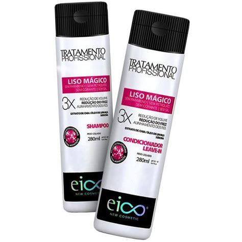 Kit Eico Liso Mágico Shampoo Condicionador Leave in 280ml Eico