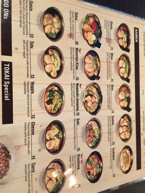 Menu At Tokai Ramen Restaurant Moncton