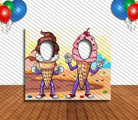 Ice Cream Face Cutout Hole In Face Party Selfie Photo Prop Ice Cream Party Decoration Etsy