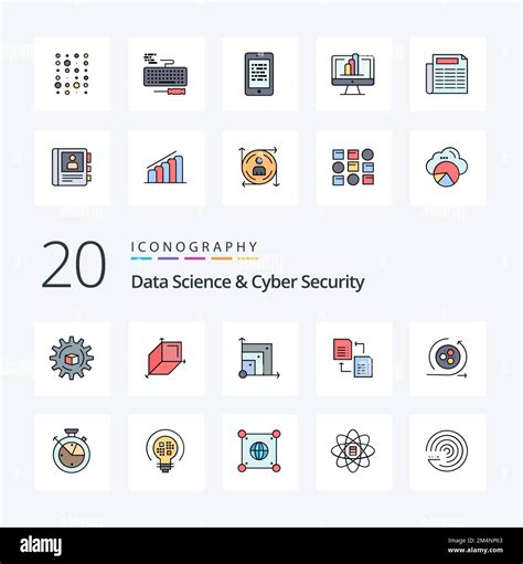 20 Data Science And Cyber Security Line Filled Color Icon Pack Like