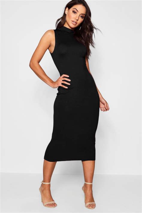 Boohoo Womens Billie Turtle Neck Sleeveless Midi Bodycon Dress Ebay