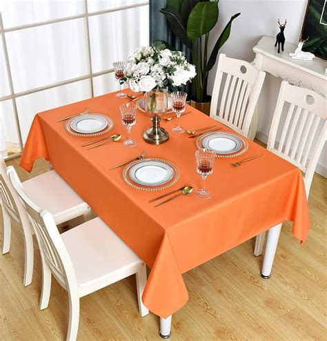 Kaipho Orange Rectangle Tablecloth Waterproof Stain Resistant Wrinkle Free Table