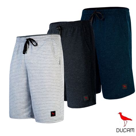 Kit 3 Bermudas Moletom Academia Treino Masculinas Algodão Ducam 2