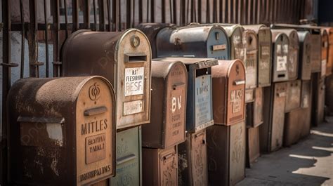 mail boxes lined    sidestreet background picture