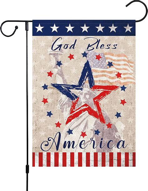 Patriotic Memorial Day Flag Vertical Small God Bless America Star 4th