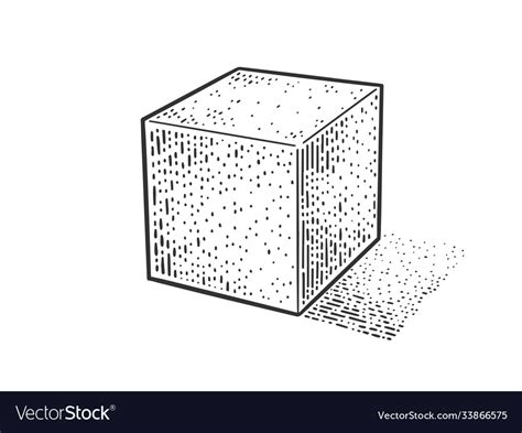 Cube geometric shape sketch Royalty Free Vector Image