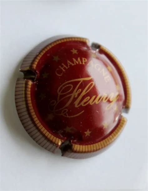 Ancienne Plaque De Muselet Capsule De Champagne Fleury Bordeaux Or