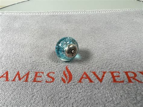 Retired James Avery Anchor Art Glass Bead Blue Glitte Gem