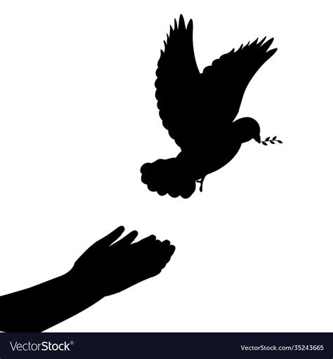 Silhouette Hands Releasing Dove Symbol Peace Vector Image