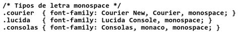 10 Tipos De Letra Monospace Tutorial De CSS Picuino