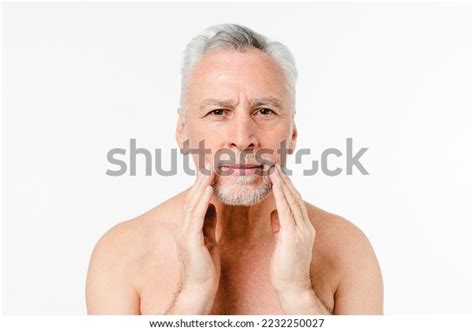 Caucasian Shirtless Naked Elderly Senior Man Stock Photo