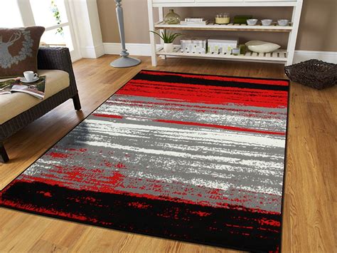 Large 8x11 Ctemporary Area Rugs Red Black Gray 8x10 Area Rugs Under ...