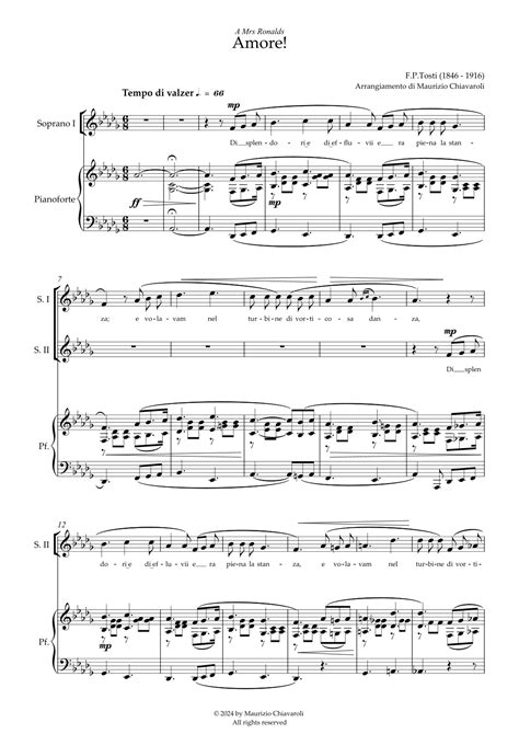 Amore Arr Maurizio Chiavaroli By Fptosti Sheet Music For Vocal Duet At Sheet Music Direct