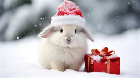 Christmas Bunny In Snow Free Stock Photo - Public Domain Pictures